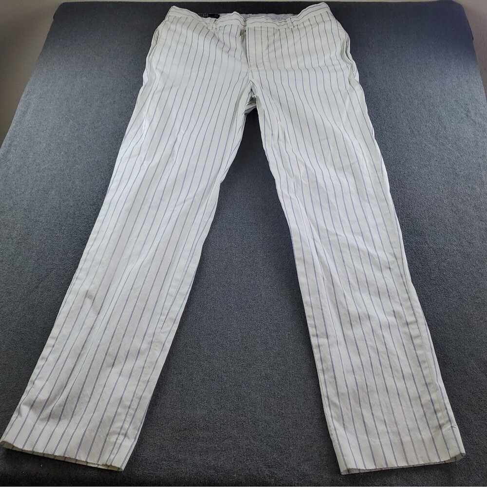 Vintage Polo Ralph Lauren White Striped Deck Pants Trouser Size 36x24 Pinstripe